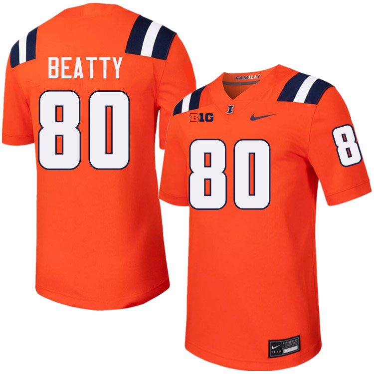 #80 Hank Beatty Illinois Fighting Illini Football Jersey,Uniforms-Orange
